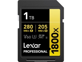 LEXAR 1TB 1800x SDXC UHS-II Card GOLD Series W 205 MB/s R 280 MB/s LSD1800001T-BNNNG 